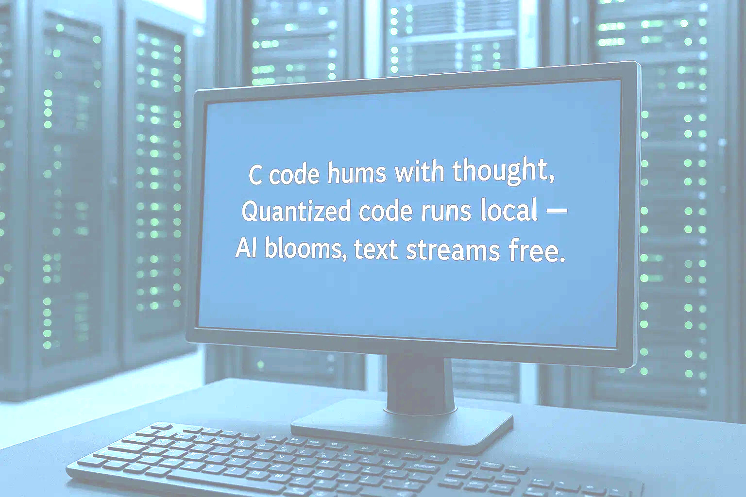 C code hums with thought, Quantized code runs local — AI blooms, text streams free.